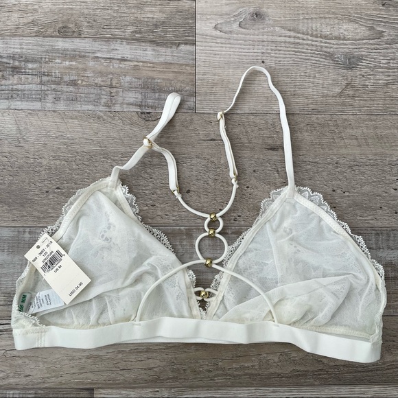 Aerie Hibiscus Lace Strappy Triangle Beaded Bralette - Picture 8 of 10
